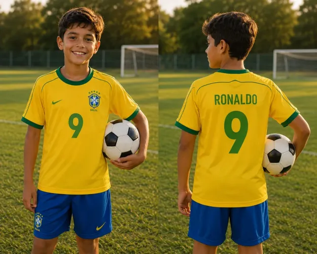 Camisa Brasil Retrô Ronaldo 1998 Infantil - Estoque Limitado 