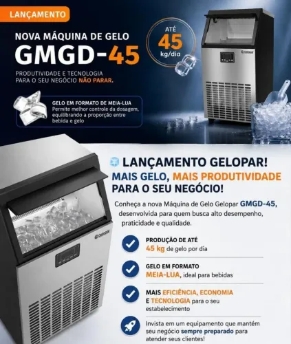 Maquina de gelo gelopar lançamento em 10x sem juros