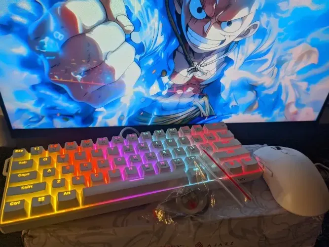 Kit teclado Nk61 + mouse branco