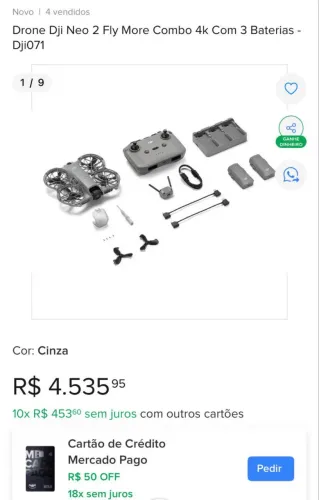 DJI Neo Fly More Combo 4K + 3 Baterias + NF | Estado de Novo