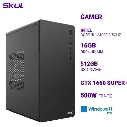 Computador 5000 Core I5 12400F 2.5Ghz Mem 16Gb Ddr4 Ssd 512Gb Nvme Gtx 1660 Super 6Gb Font