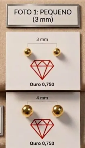 Brinco de bolinha de ouro 18k