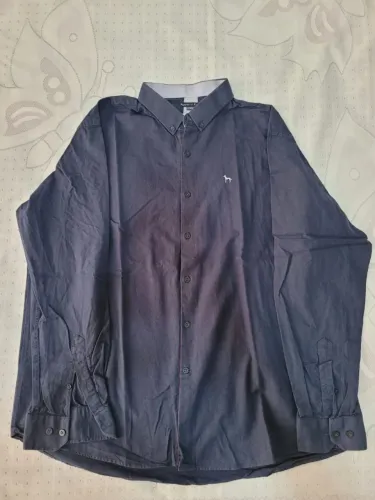Camisa masculina manga longa azul marinho nova-tamanho 6/XXG