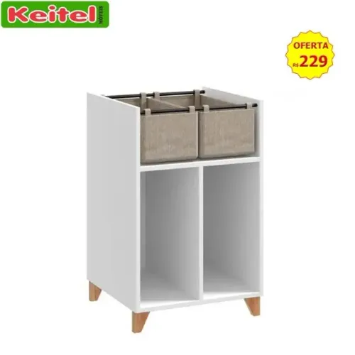 Buffet Multiuso Com Nicho e 2 Cestos 47 Cm Drink Cor Branco - 1004