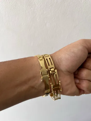 Bracelete masculino banhado a 10 milésimo