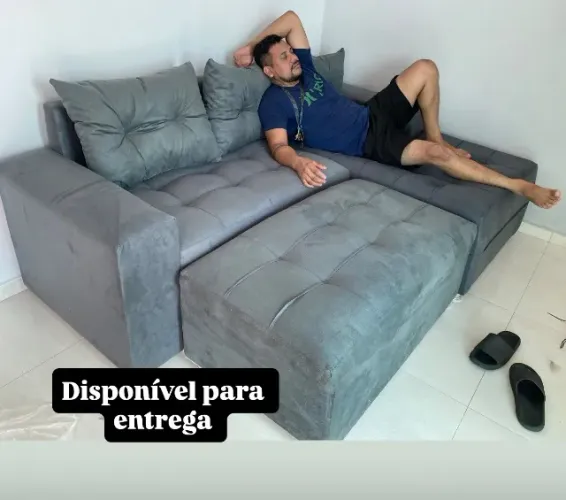 Sofá . De 3 lugares cinza Chaise 