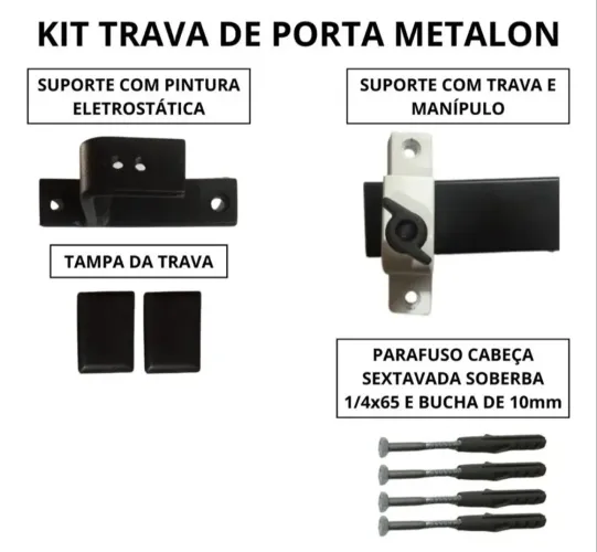 Kit 2 barras de aço de porta segurança antifurto arrombamento completo 110m
