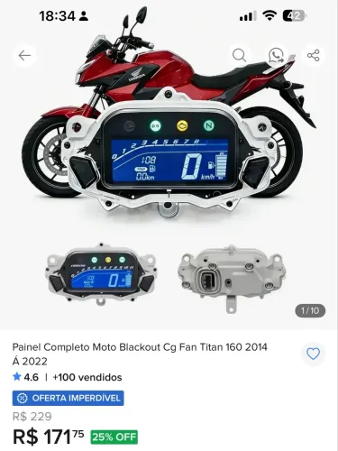 Painel completo moto Blackout CG titan