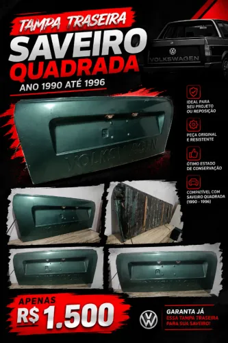 Tampa Traseira Saveiro Quadrada 1990 a 1996