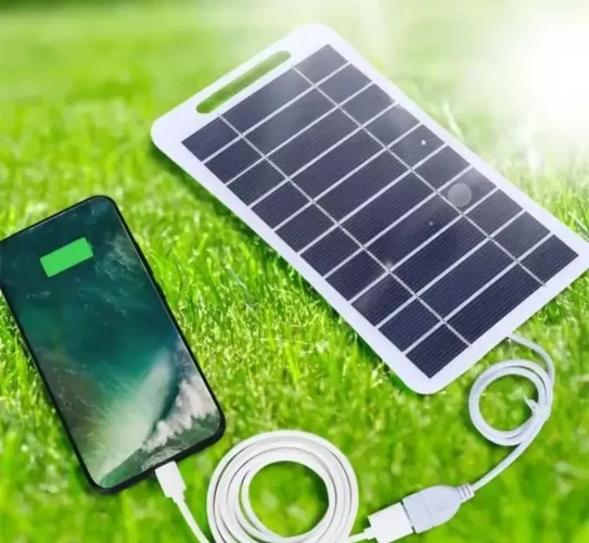 Painel Solar Portátil Carregador Usb Celular Tablet 6w 6v Preto