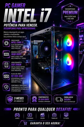 Cpu gamer que 7 4771 16gb de memória Rx 550 4gb