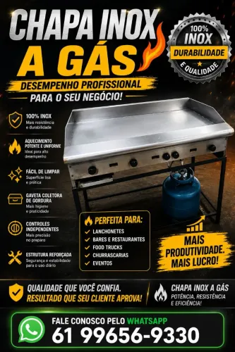 Chapa de Inox 0,80x1,20 a gás