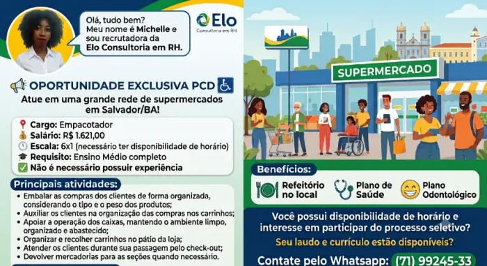 Empacotador PCD Auditivo Moderado com Laudo 