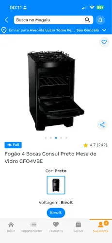 Fogão 4 bocas Cônsul