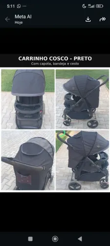 Carrinho de bebê cosco usado com pequeno defeito.
