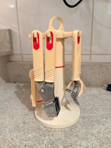 conjunto giratório de utensílios de cozinha vintage