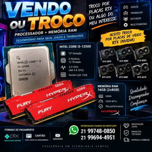 i5-12500 + 16GB HyperX Fury 3200MHz | Vendo ou Troco
