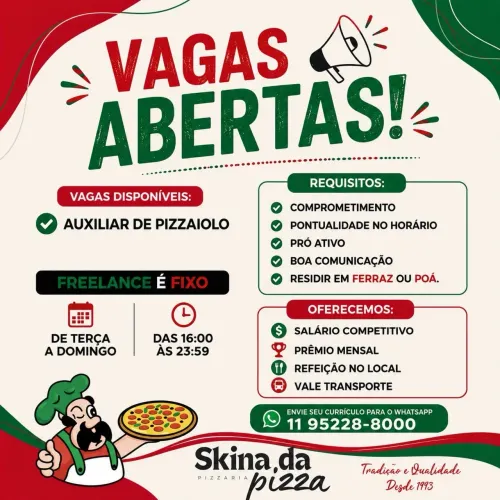Vaga Auxiliar de Pizzaiolo