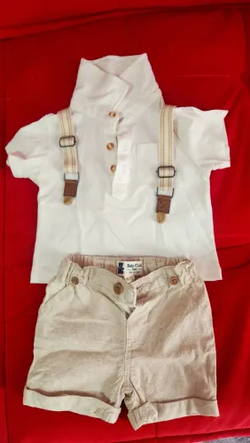 Conjunto de verão com suspensórios