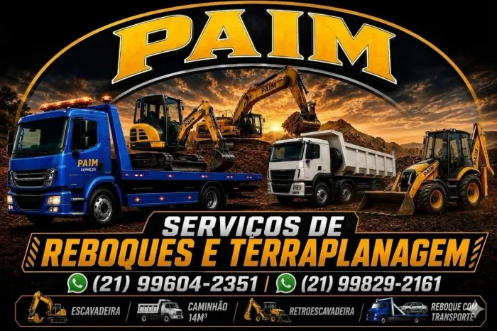 Aluguel Retroescavadeira, mines escavadeiras, caminhões caçamba 14m3 e Reboques...