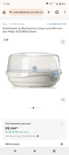 Esterelizadoor de mamadeira para microondas