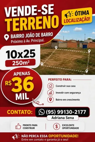 Vende-se terreno João de Barro, aceita-se proposta