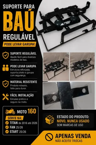Suporte para baú regulável ( PODE LEVAR GARUPA )