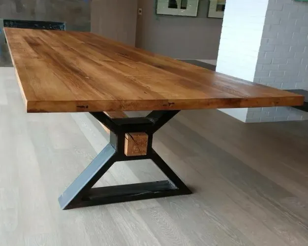 Mesa,nova,estilo industral,2.m X 87cm X 76cm altura, tampo madeira lei Angelin