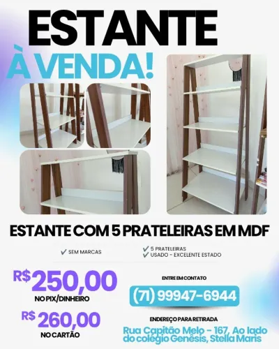 ESTANTE COM 5 PRATELEIRAS EM MDF