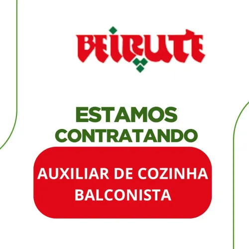 Vagas para auxiliar de cozinha e balconista