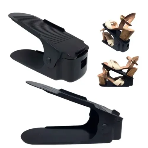 Kit 20 Organizador De Sapato Sapateira Com Regulagem De Altura Preto