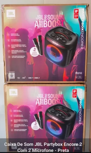 Partybox Encore 2 Com Microfone Caixa de Som Jbl Preta C/NFe 2026