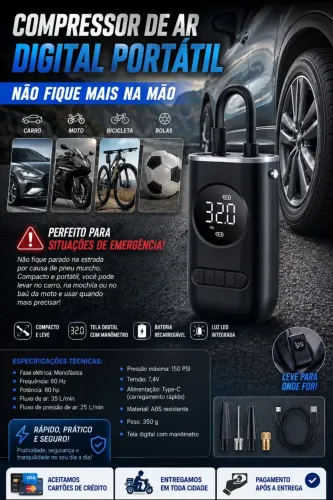 COMPRESSOR DE AR DIGITAL PORTÁTIL