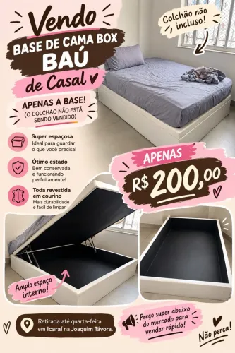 Vendo base baú cama box casal