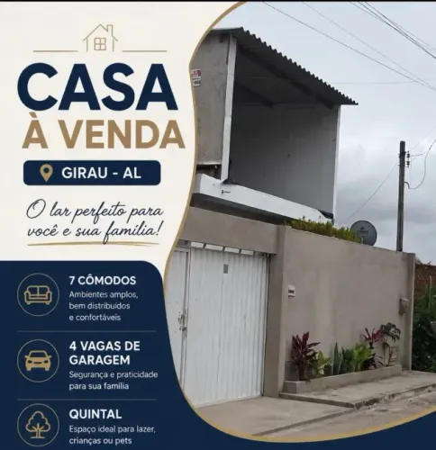Casa a venda em girau do Ponciano aceita carro como parte do valor.