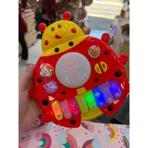 Brinquedo Musical Joaninha Com Luzes e Teclado Infantil