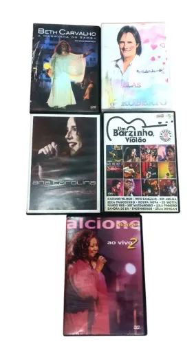 Lote de 5 dvds musicais nacionais originais em ótimo estado.