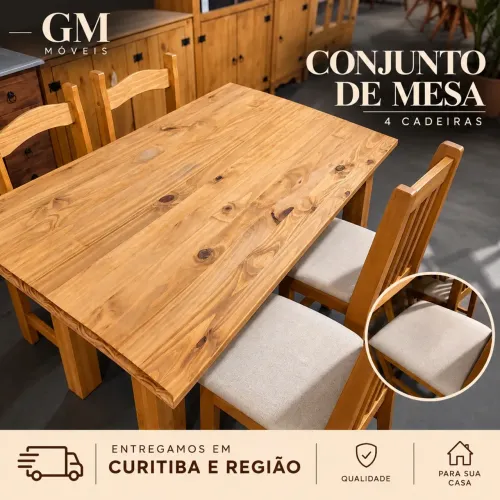 Mesa com 4 cadeiras - entrego Curitiba e região