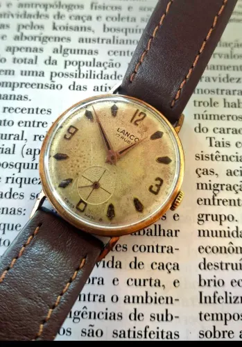 Relógio Lanço à corda antigo anos 50 Patina linda Vintage 