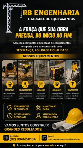 Aluguel e venda de equipamentos para construção civil