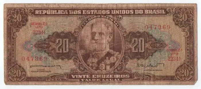 Cédula Antiga de 20 Cruzeiros - Marechal Deodoro da Fonseca