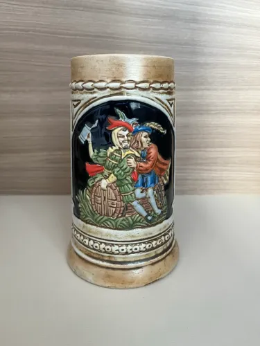 Caneco de chopp Ceramarte antigo estilo alemão pintura manual
