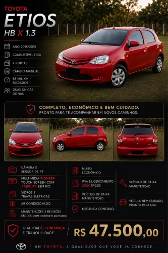 Toyota Etios X 1.3 Flex 16V 5P Mec. 2015