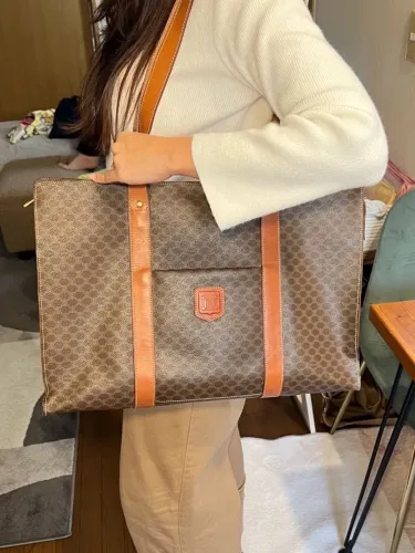 bolsa tote celine macadam vintage grande marrom 100% original