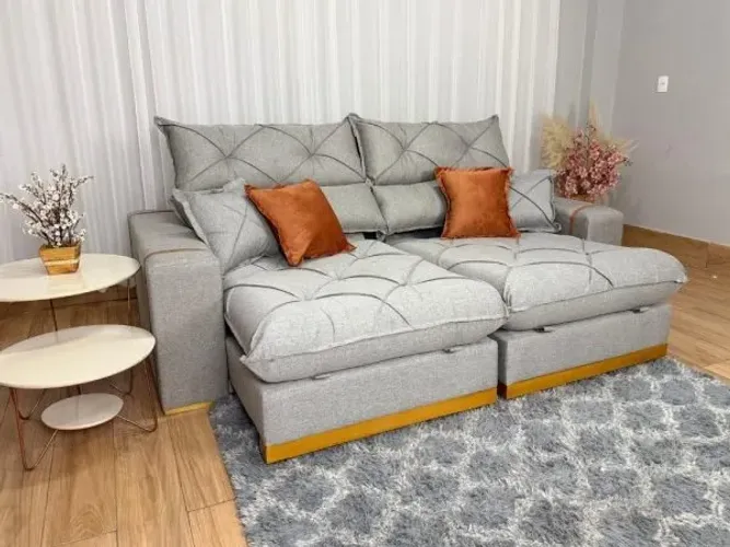 Sofá Retrátil e Reclinável Pleno 2.30m em Linho - Entrega Rápida