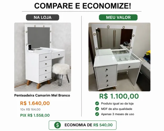 Penteadeira Camarim MDF - Móveis Conquista