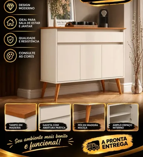 Aparador com tampo em madeira / NOVO / entregamos