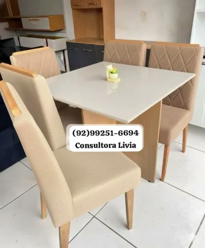 mesa de jantar tampo de vidro 4 lugares