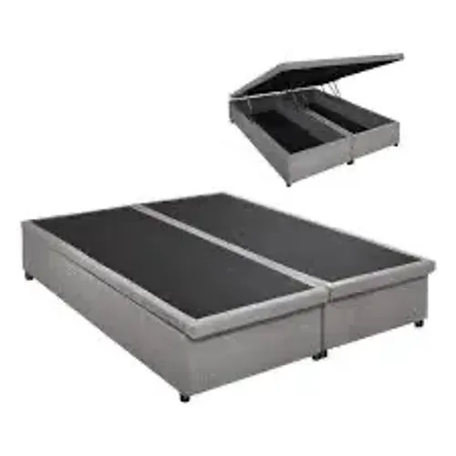 Box baú casal Bipartido com 4 padrão a gás linho cinza Nature box / pronta entrega