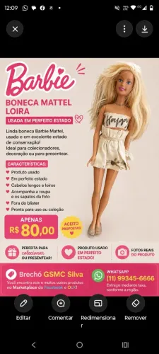 Barbie Mattel Loira - Usada em Perfeito Estado